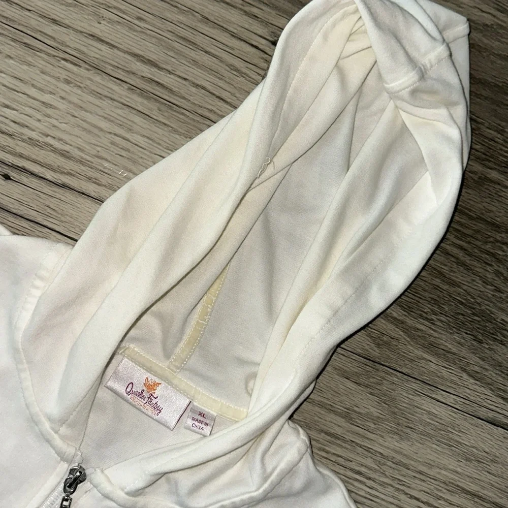 Quacker factory White Zip-Up Hoodie with bead Accents women’s XL - Picture 7 of 11